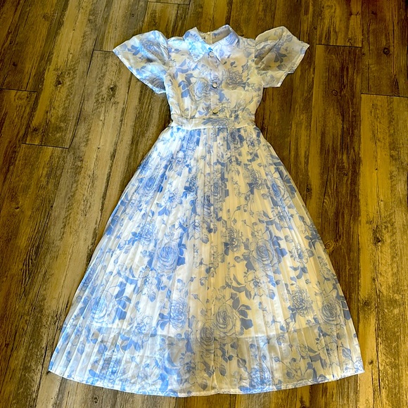 Dresses & Skirts - SOLD White and blue floral dress